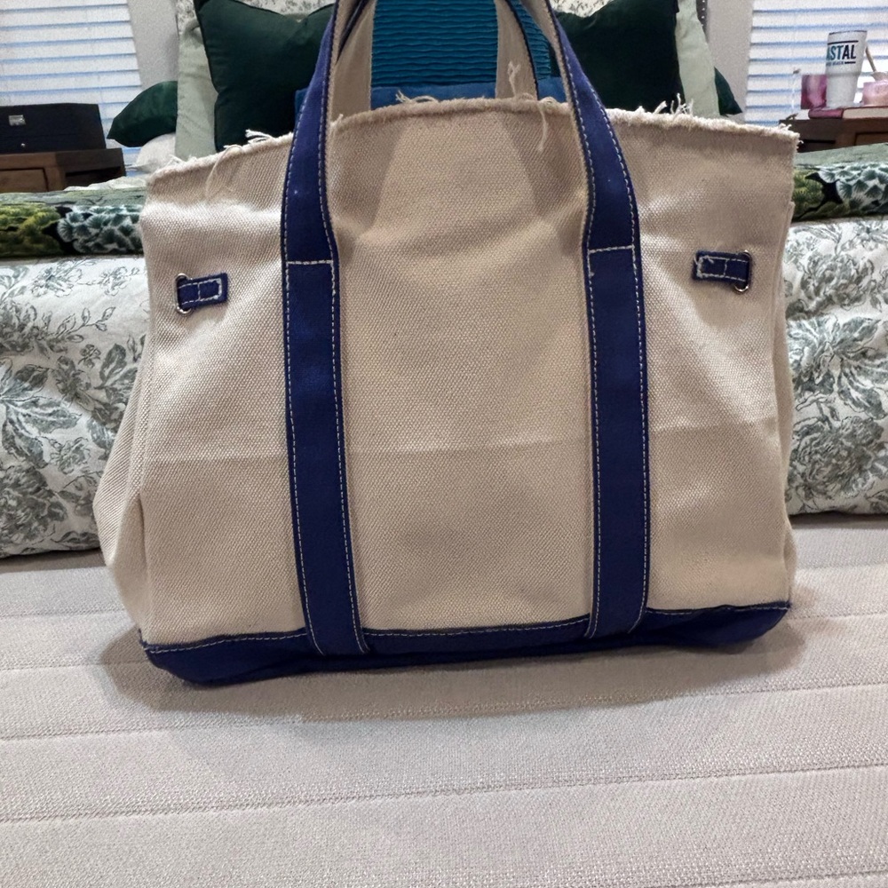 Canvas Boatkin Bag with Blue Trim - Picture 6 of 8